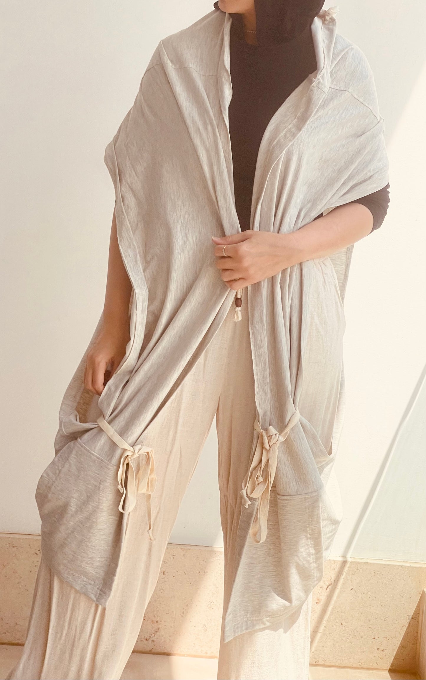 Wide side Boho vest/orange tinge