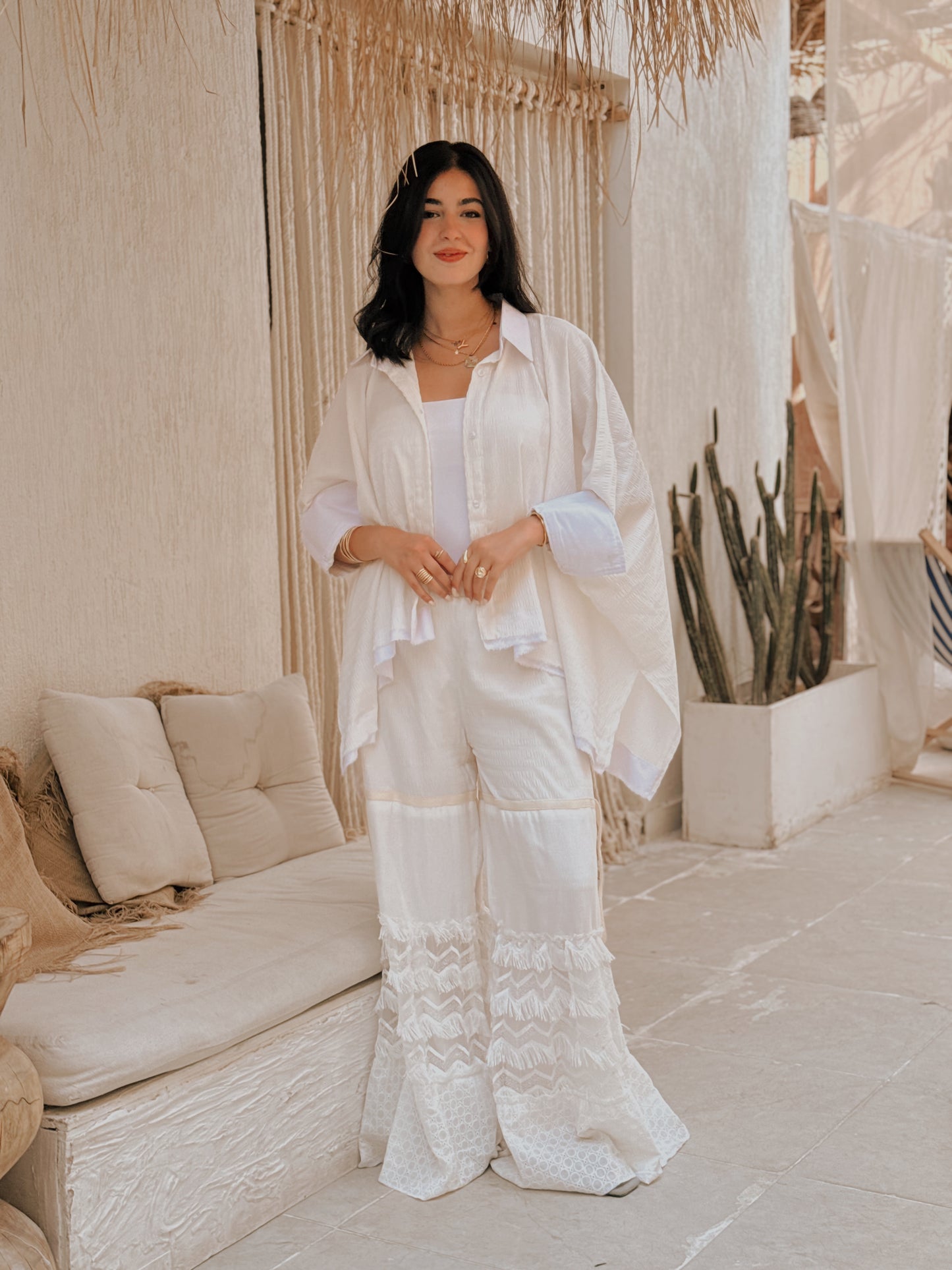 The Feather Boho white collection Pants