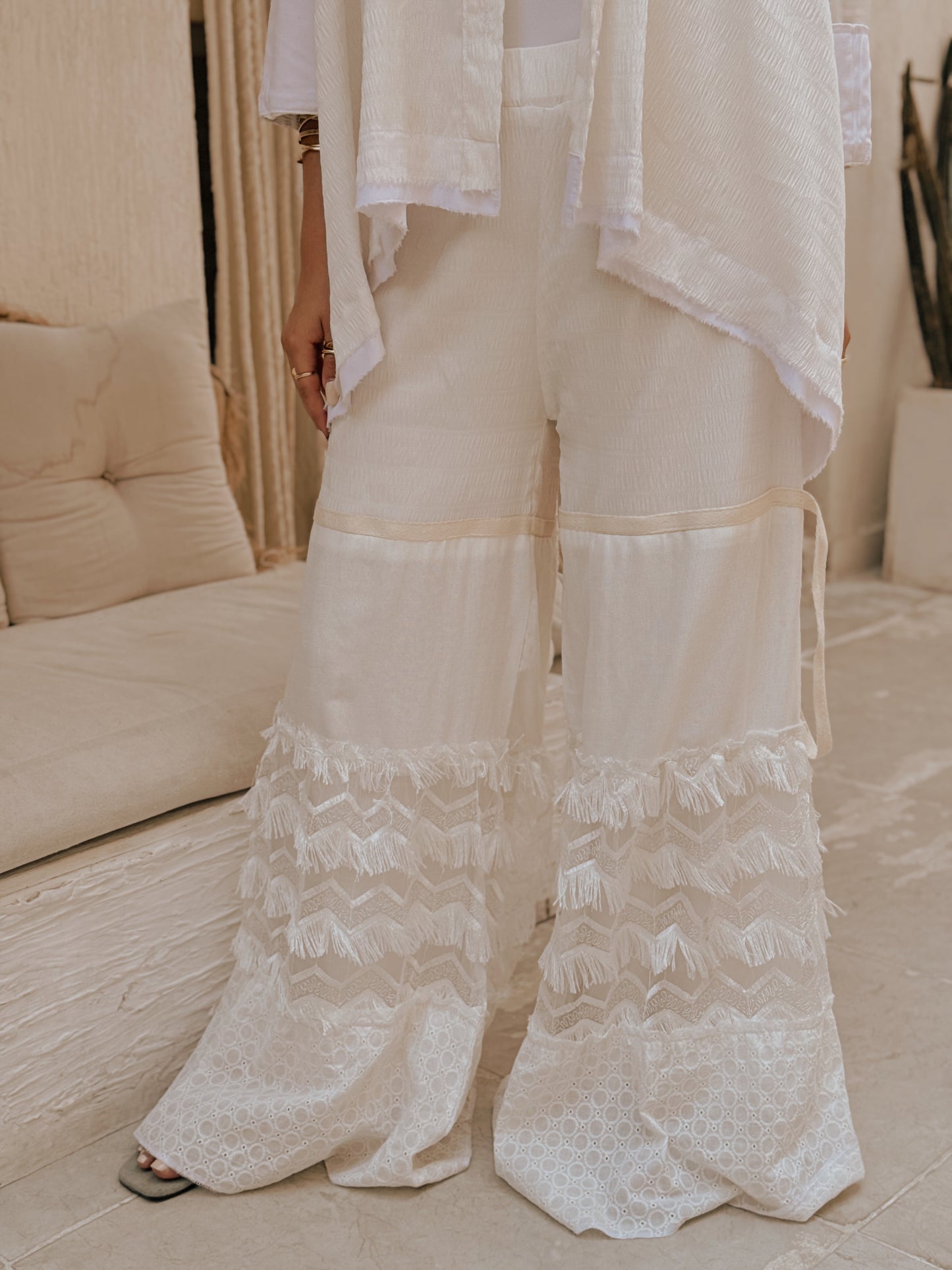 The Feather Boho white collection Pants