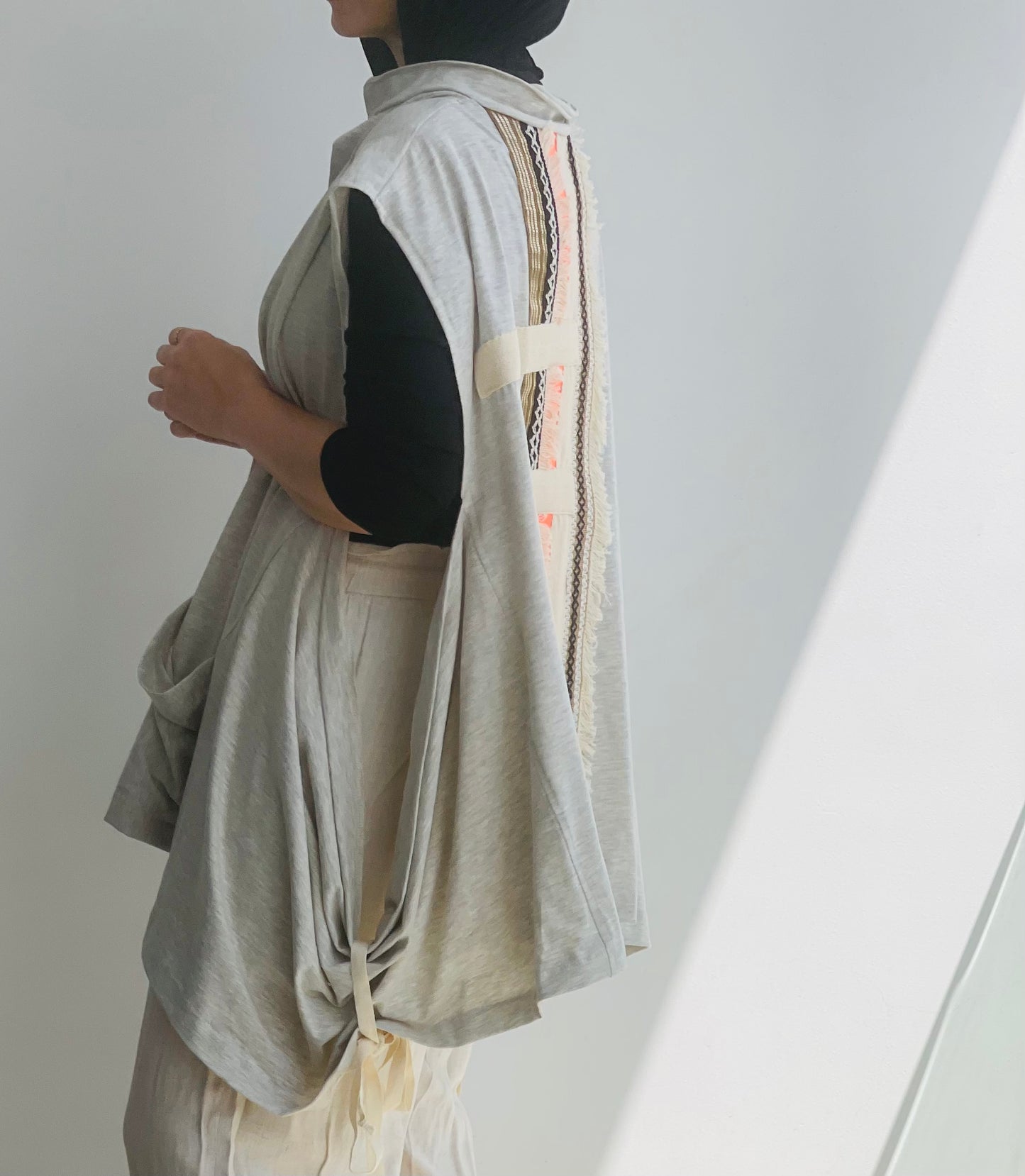 Wide side Boho vest/orange tinge