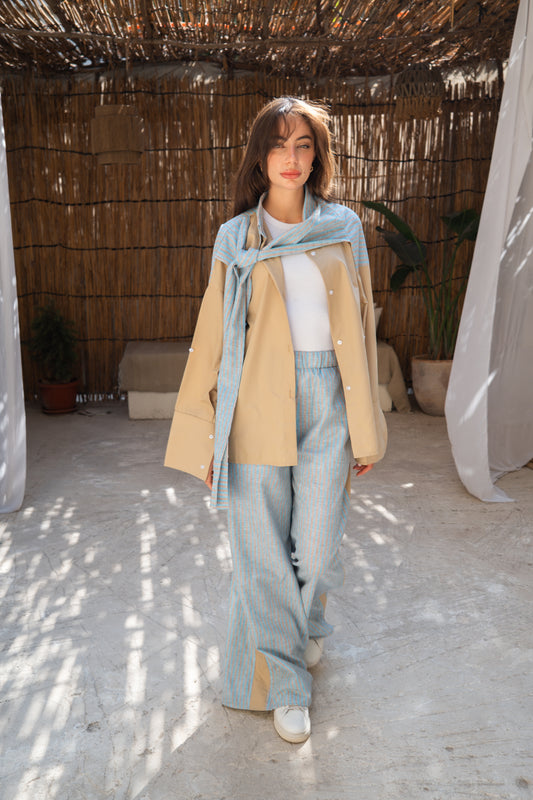 The Striped Leeno Wide-Leg pants