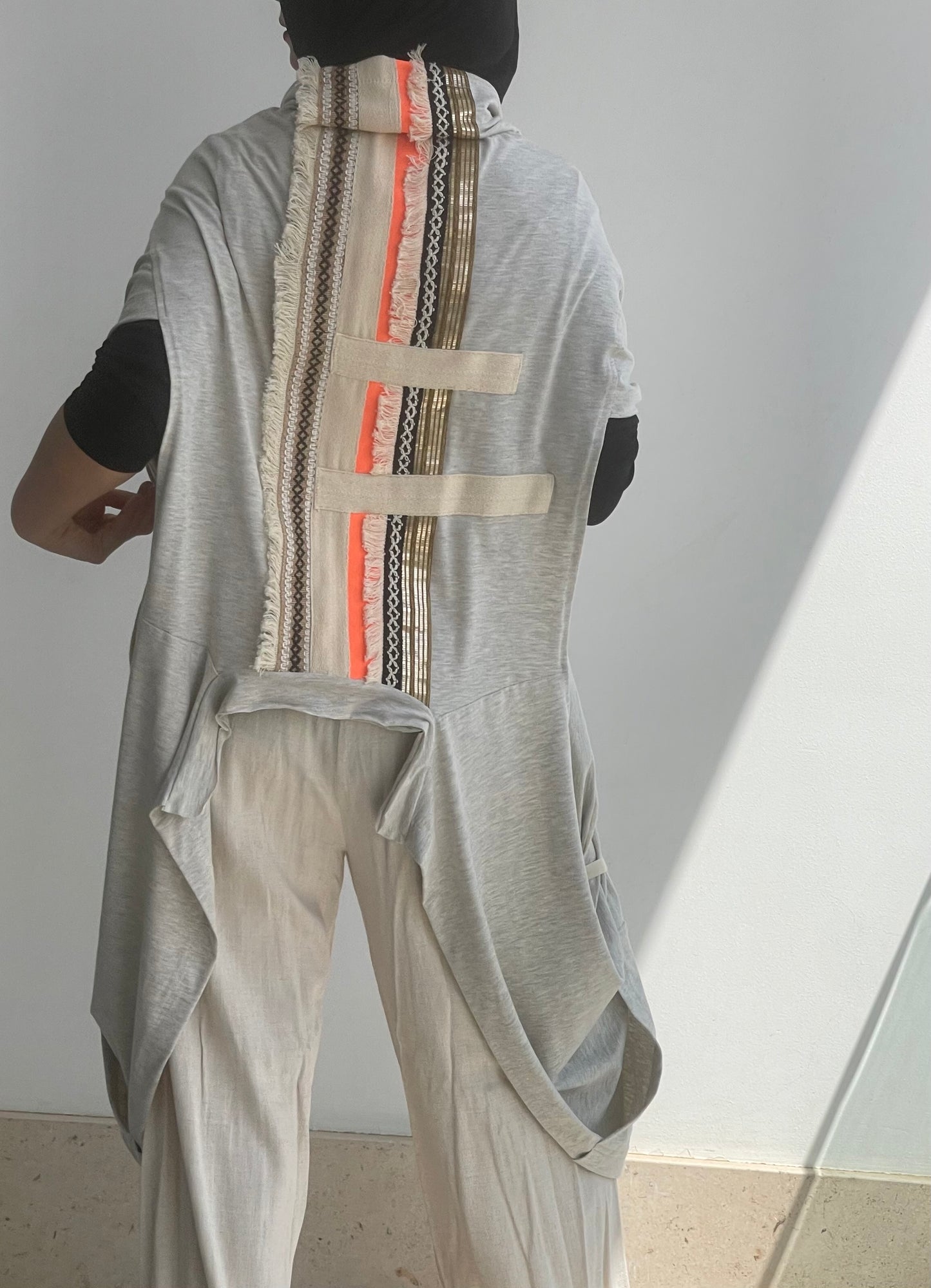 Wide side Boho vest/orange tinge