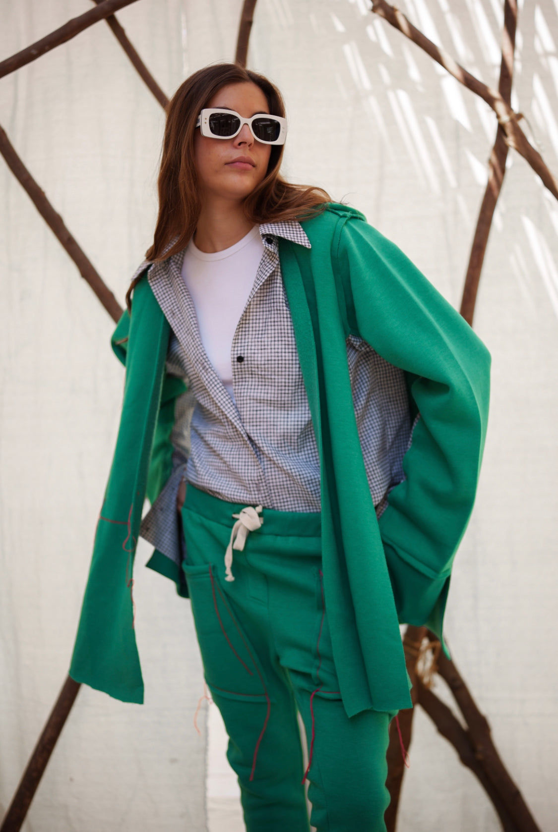 Pink Thread Layered Jacket on