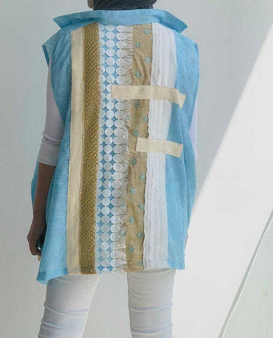 Wide Side Boho Vest/terqouise