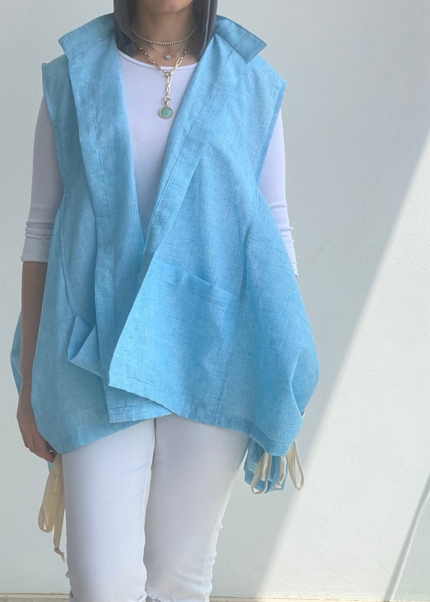 Wide Side Boho Vest/terqouise
