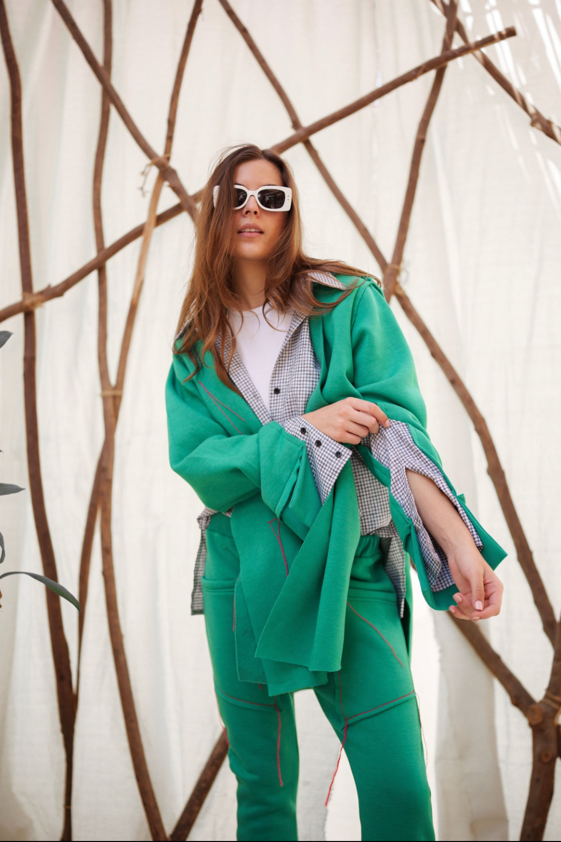 Pink Thread Layered Jacket on