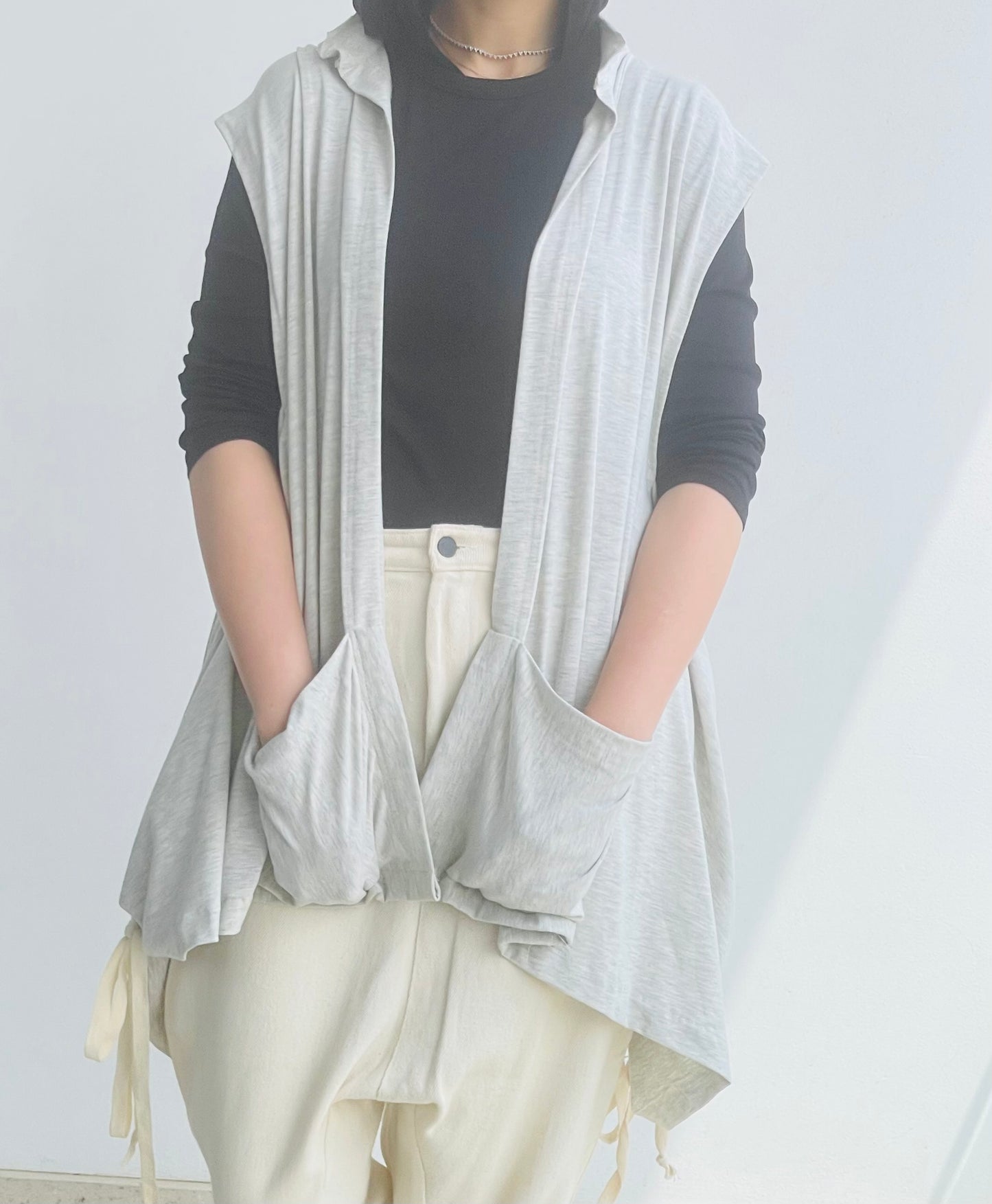 Wide Side Boho Vest/neon orange