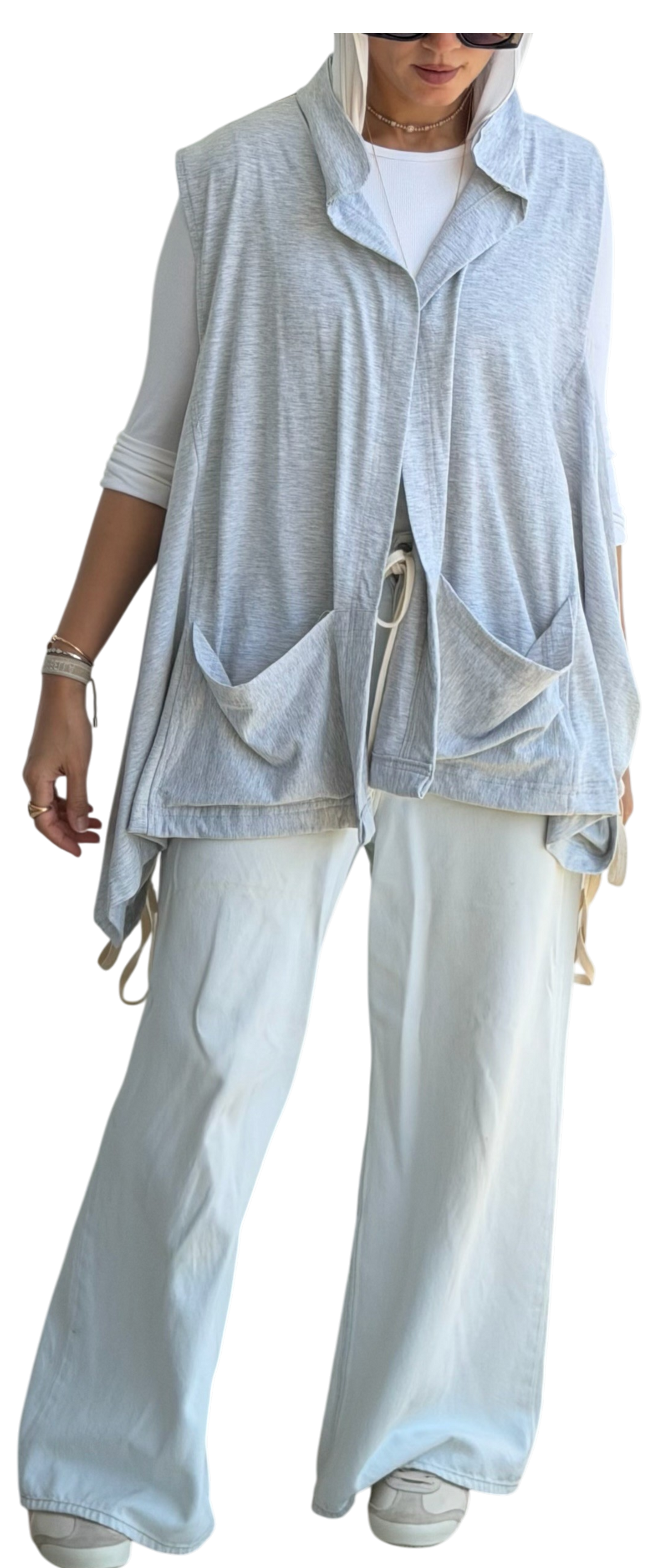 Wide Side Boho Vest (Gray)
