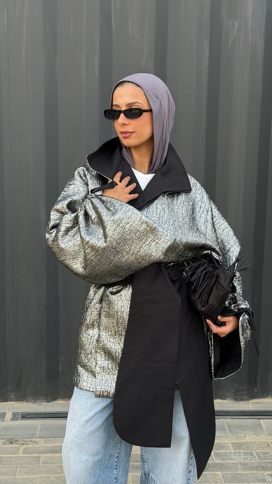 Silver Metallic Crinkle Jacket