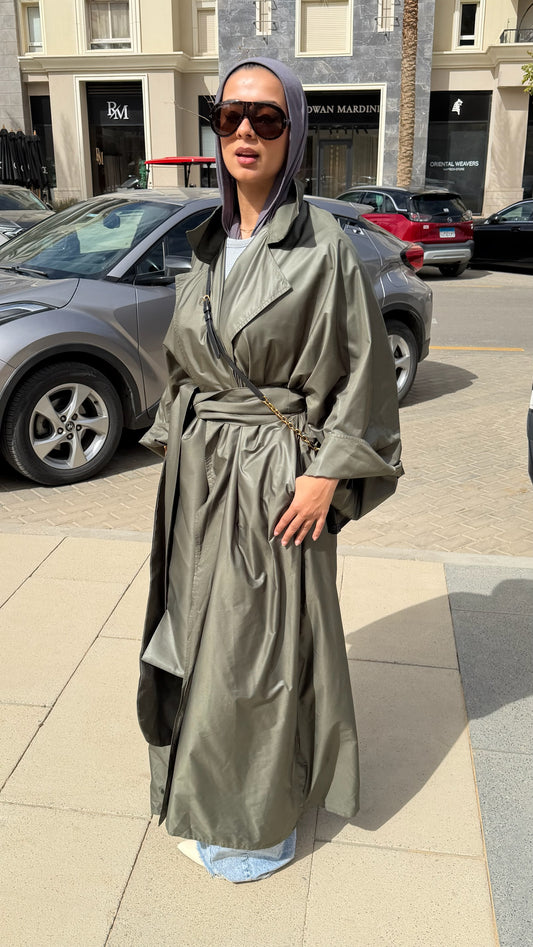 Olive Oversized whisper Trench Coat/Dress