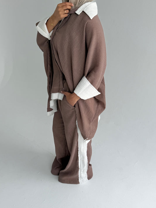 The Oasis Crinkle Lounge Set (Soft Mocha) Full Set