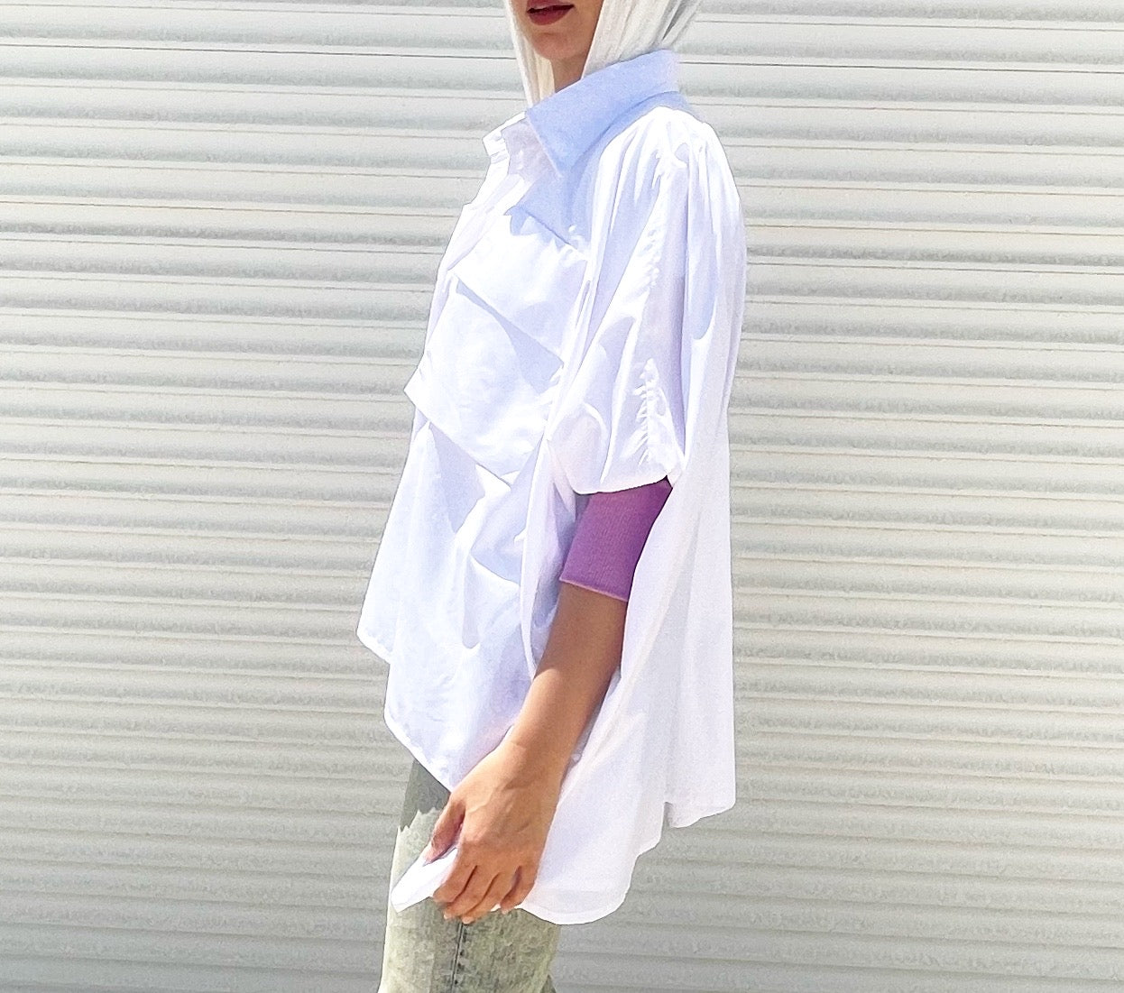 Cuffed Shirt lilac sleeves