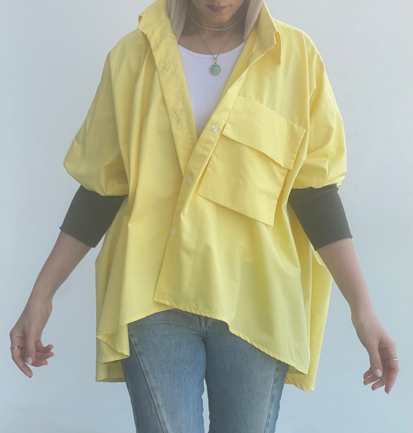 Cuffed Sleeves Shirt yellow