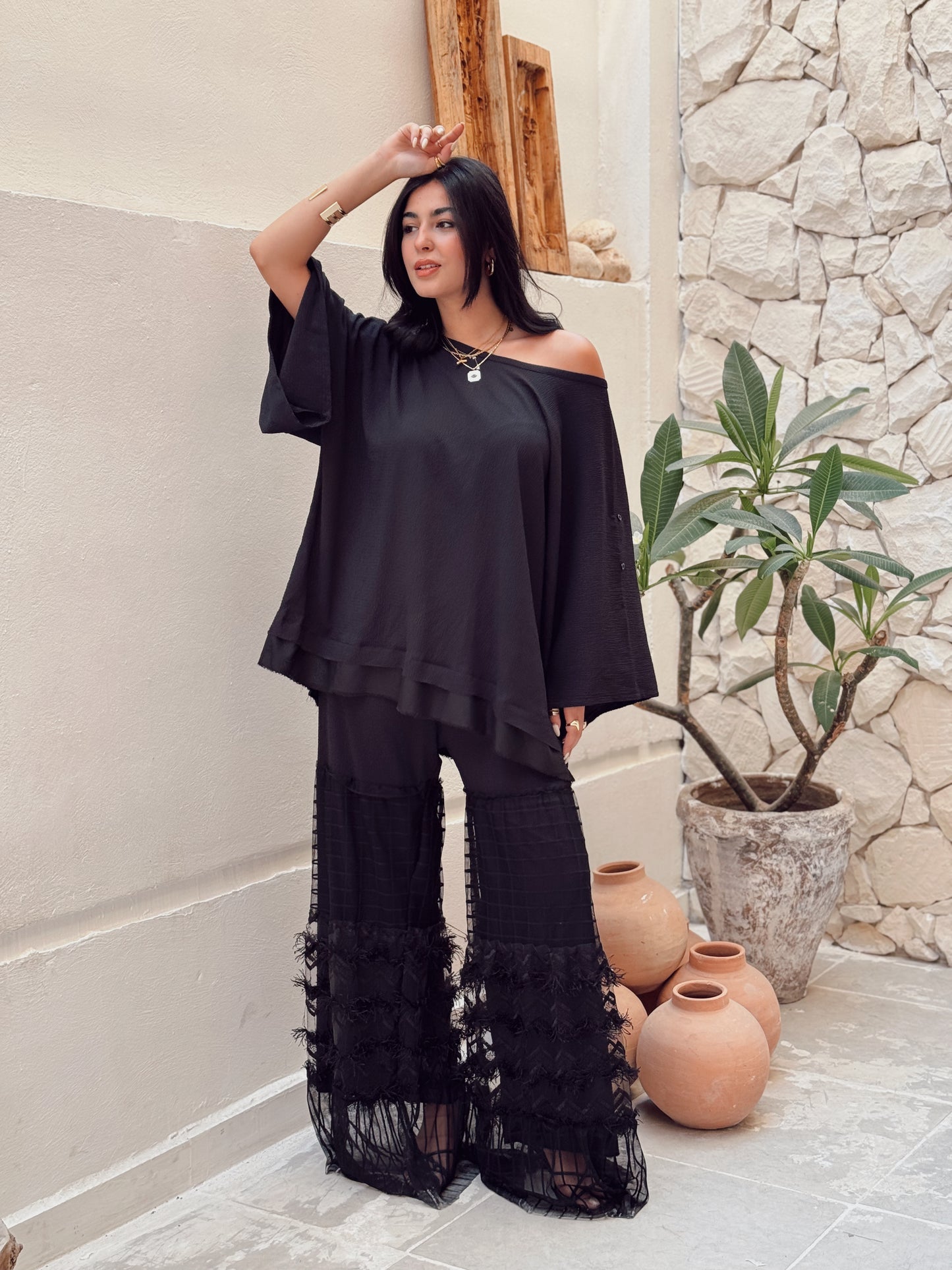 The Feather Boho Black collection Pants