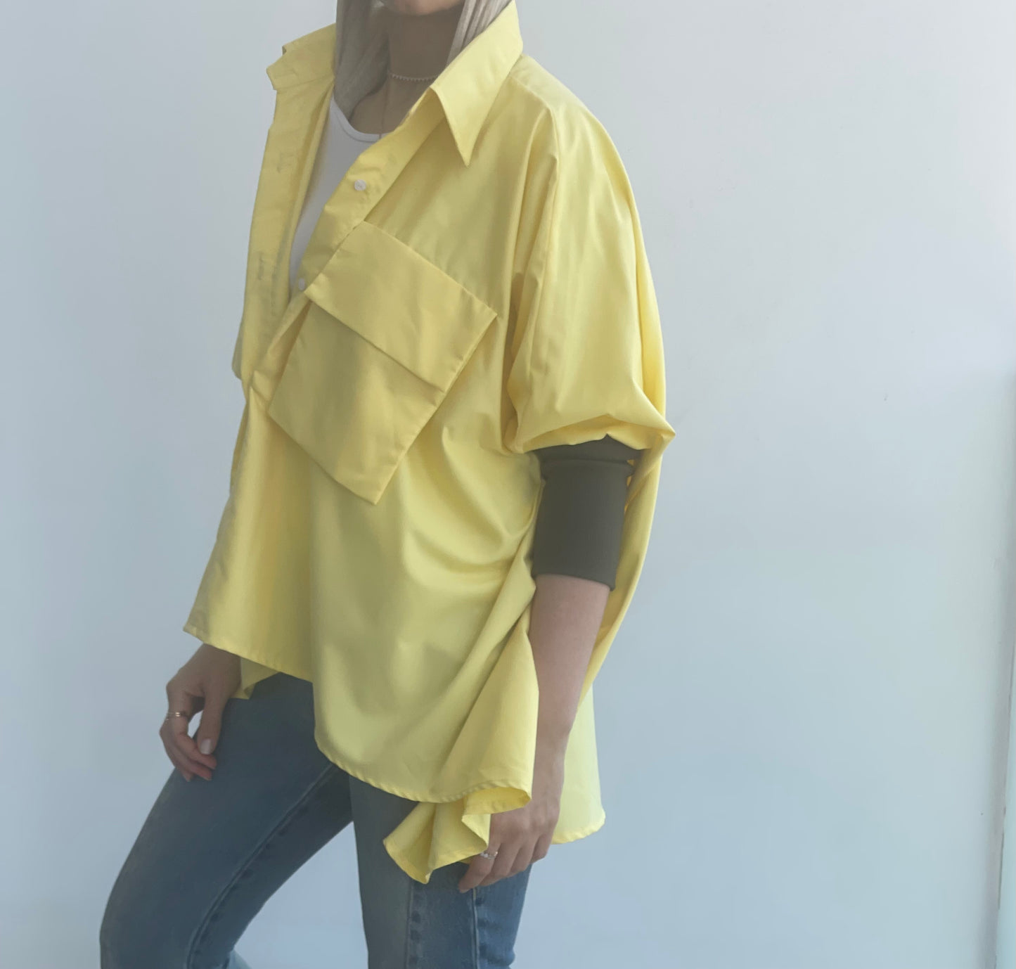 Cuffed Sleeves Shirt yellow