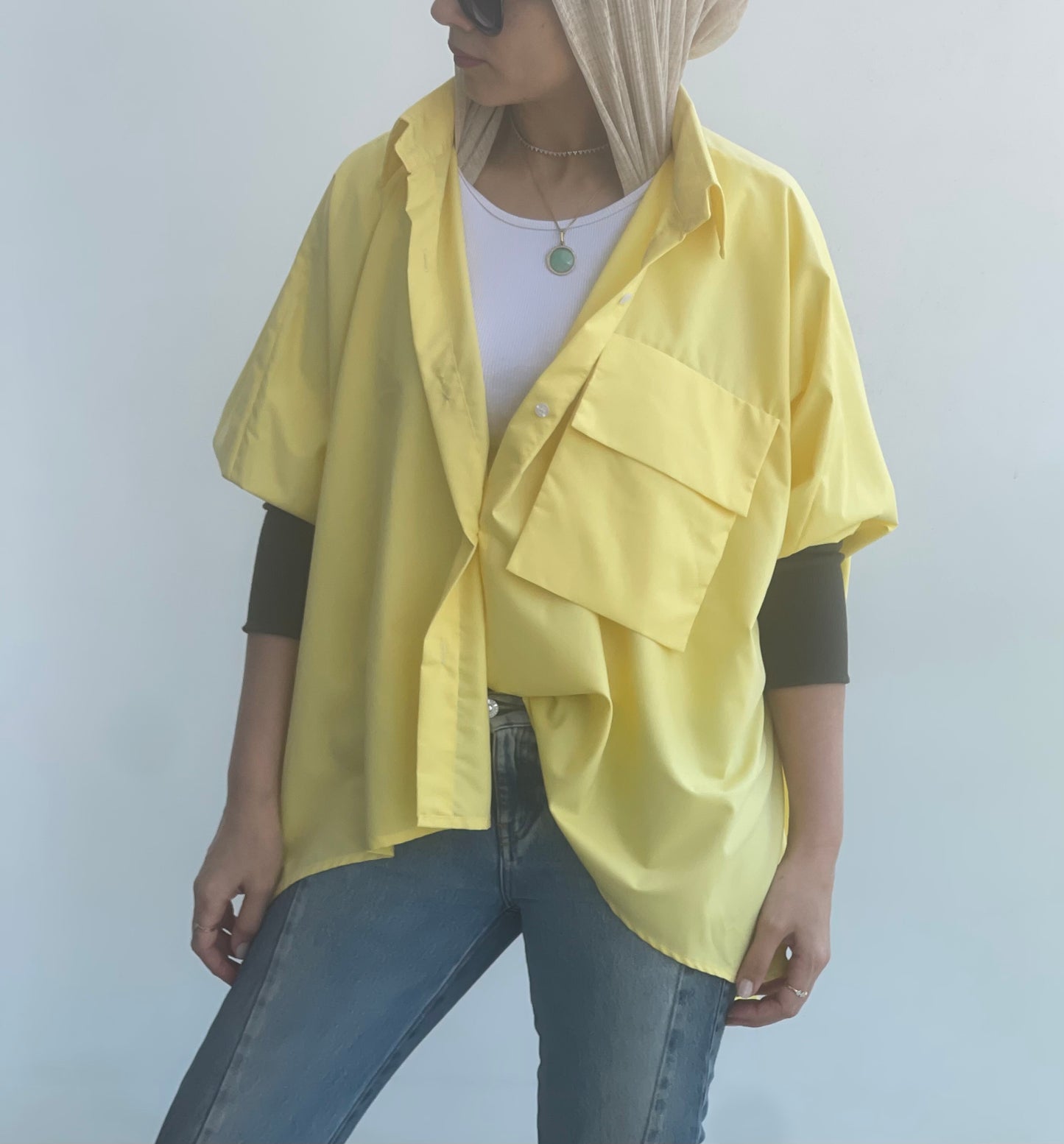 Cuffed Sleeves Shirt yellow