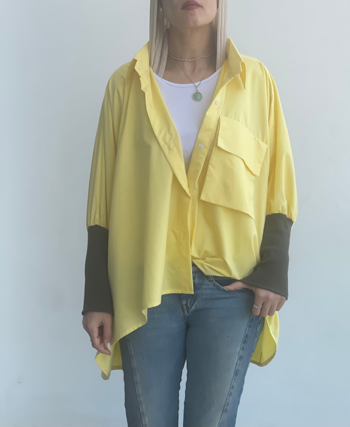 Cuffed Sleeves Shirt yellow