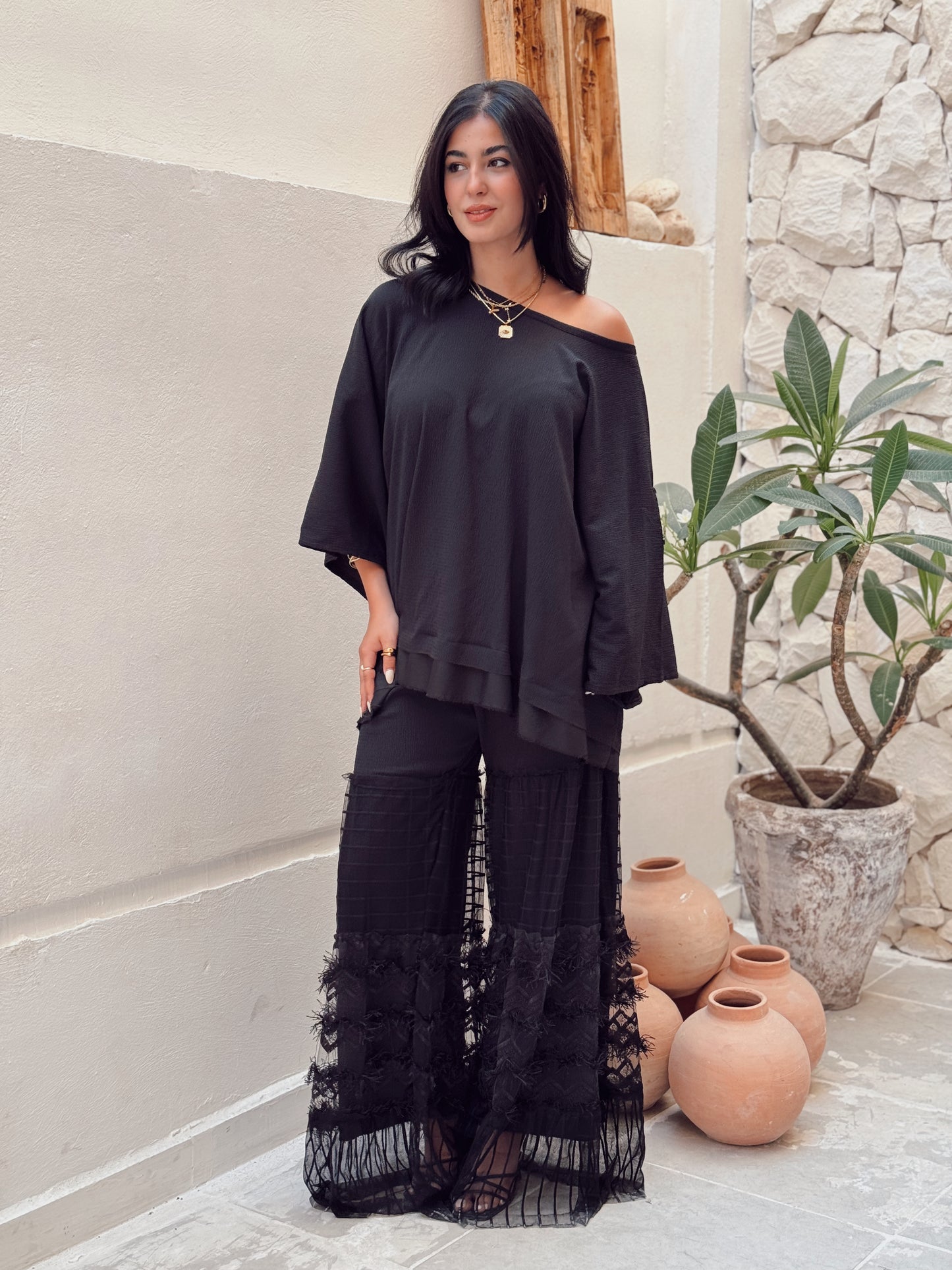 The Feather Boho Black collection Pants