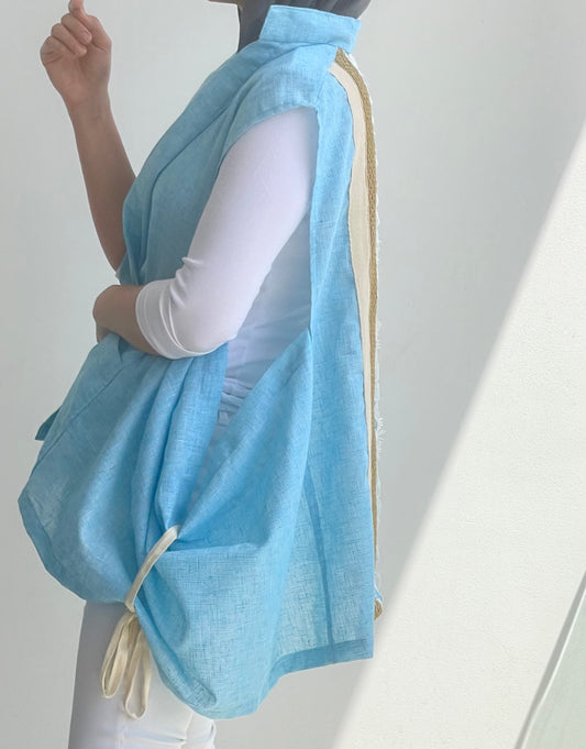 Wide Side Boho Vest/terqouise