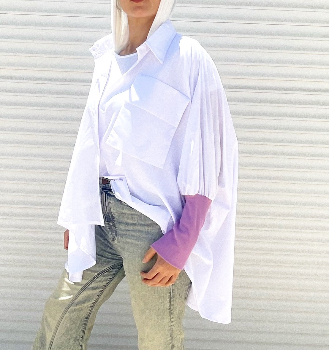 Cuffed Shirt lilac sleeves