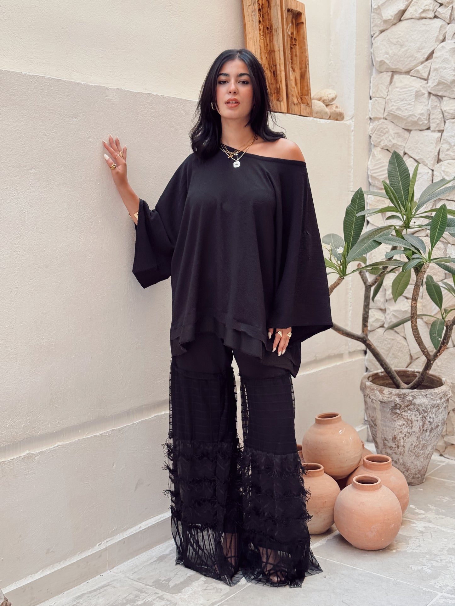 The Feather Boho Black collection Pants