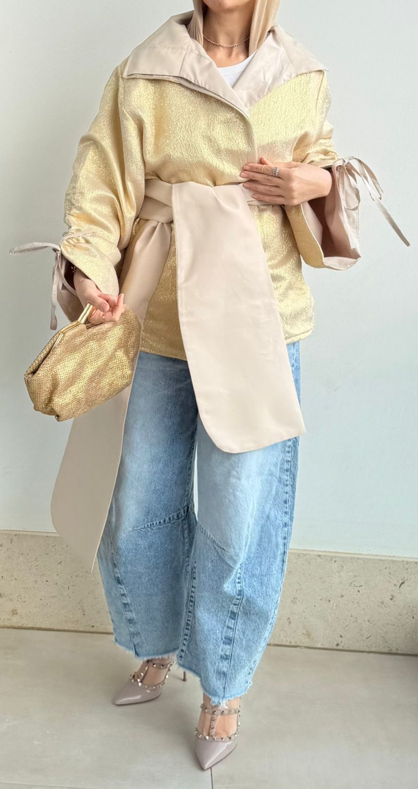 Beige Metallic Jacket