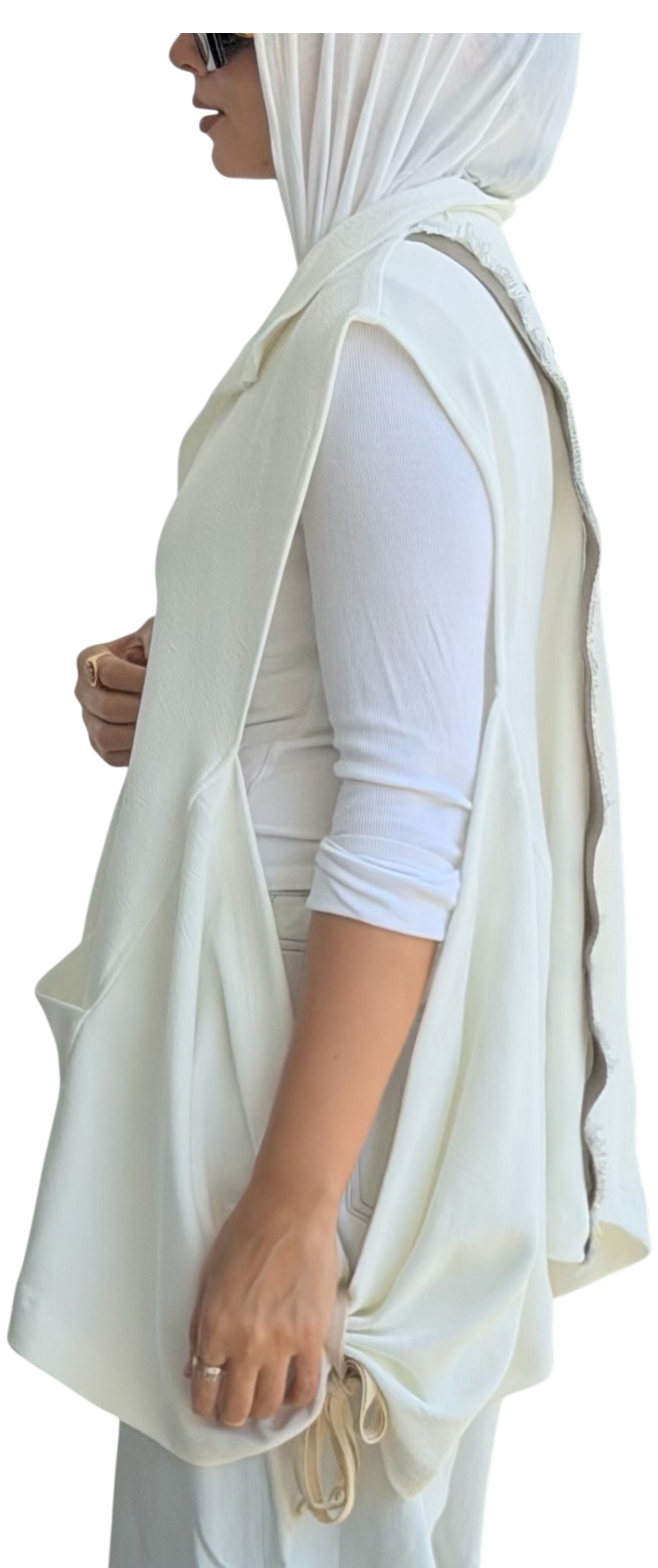 Wide Side Boho Vest (White)