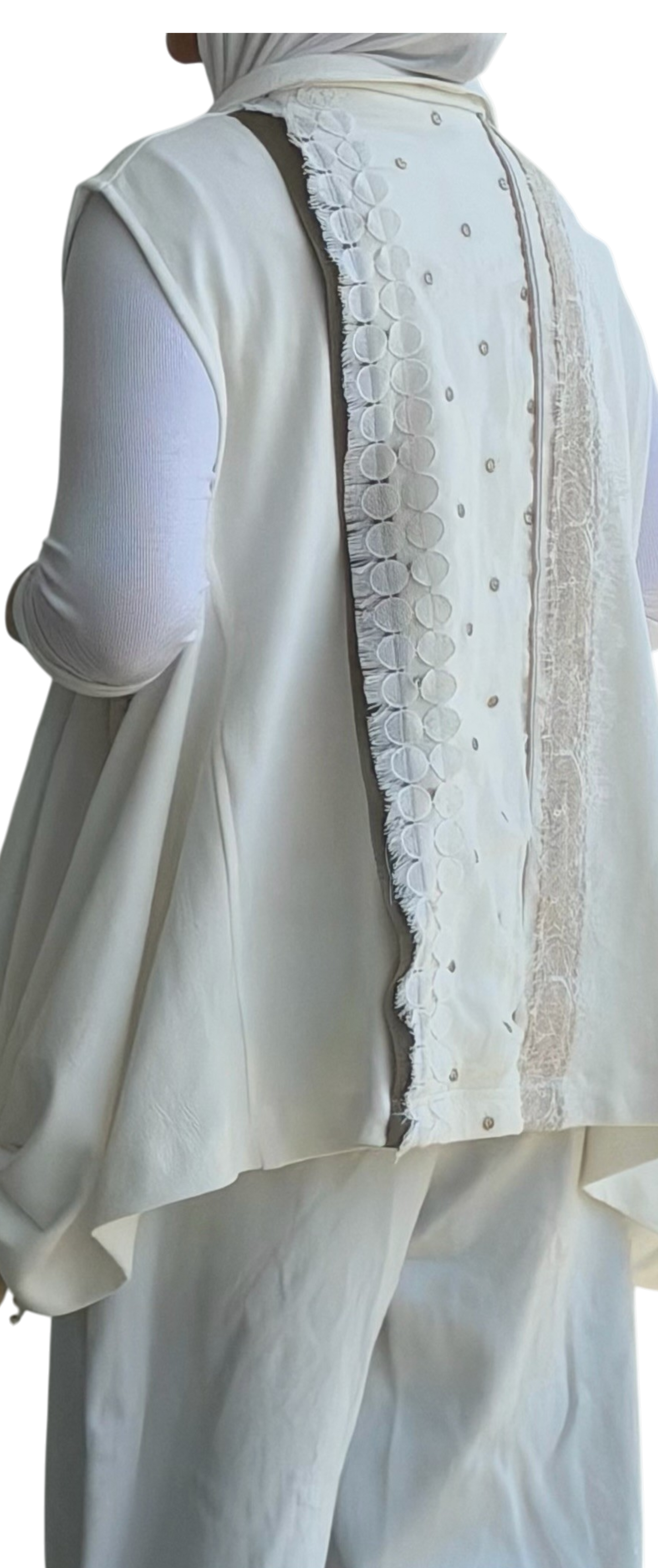 Wide Side Boho Vest (White)