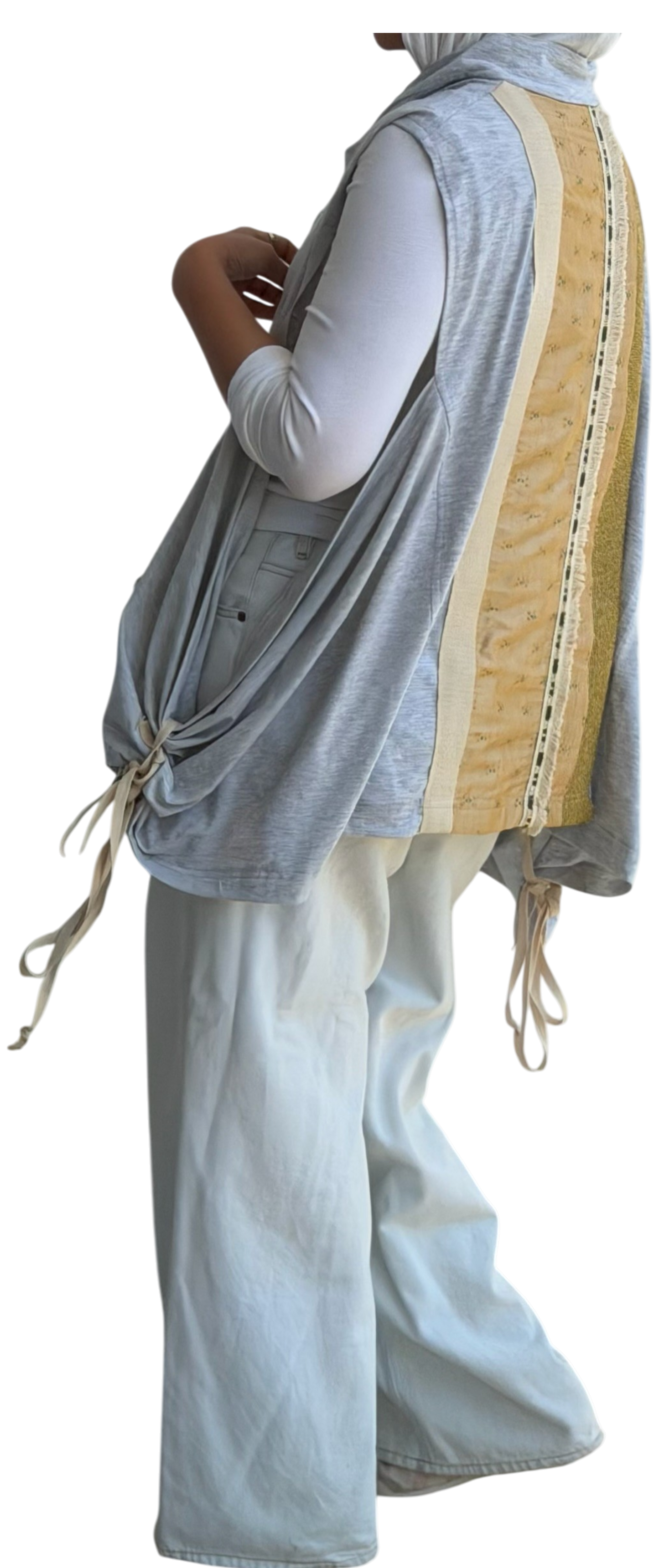 Wide Side Boho Vest (Gray)