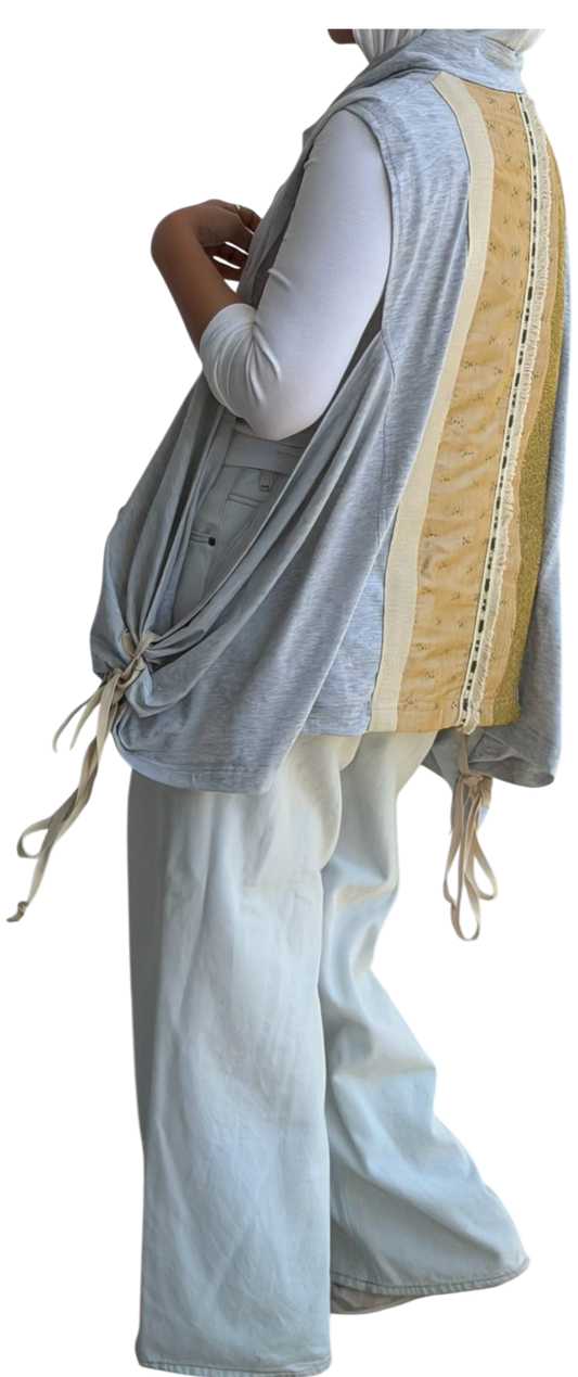 Wide Side Boho Vest (Gray)