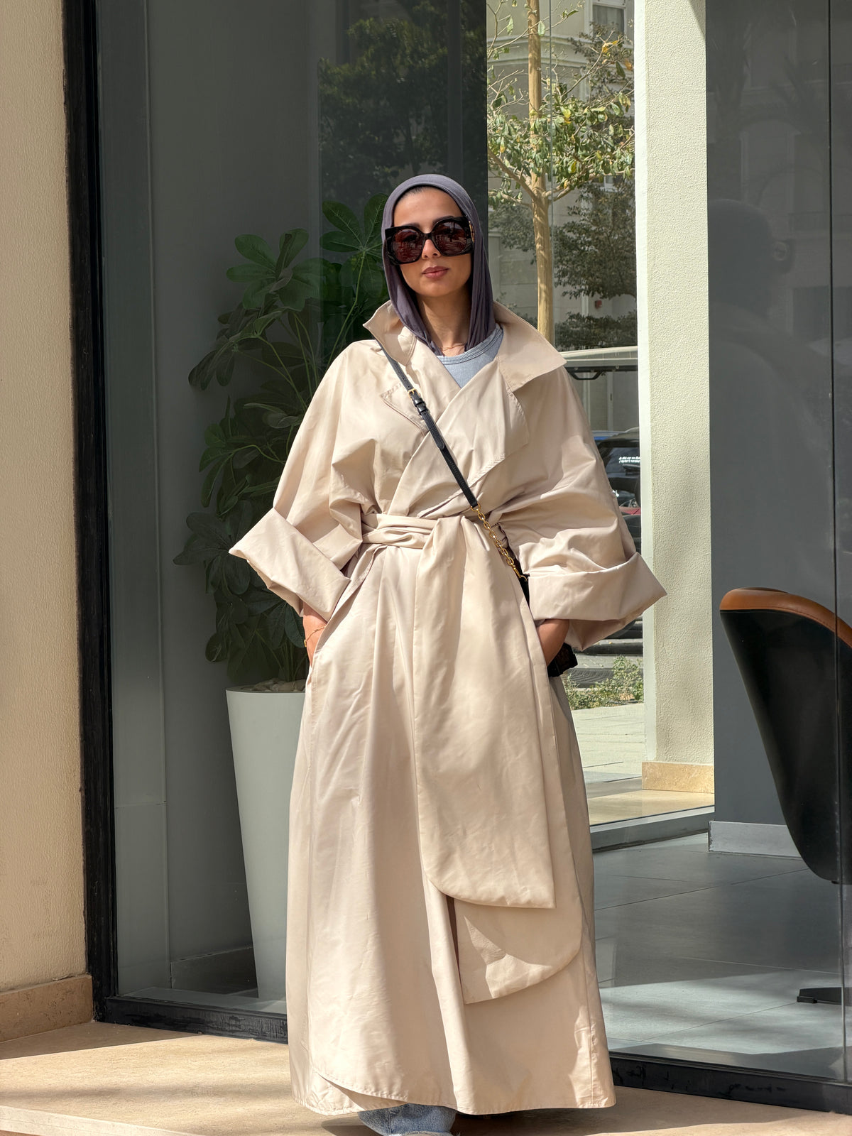 Beige Oversized whisper Trench Coat/Dress