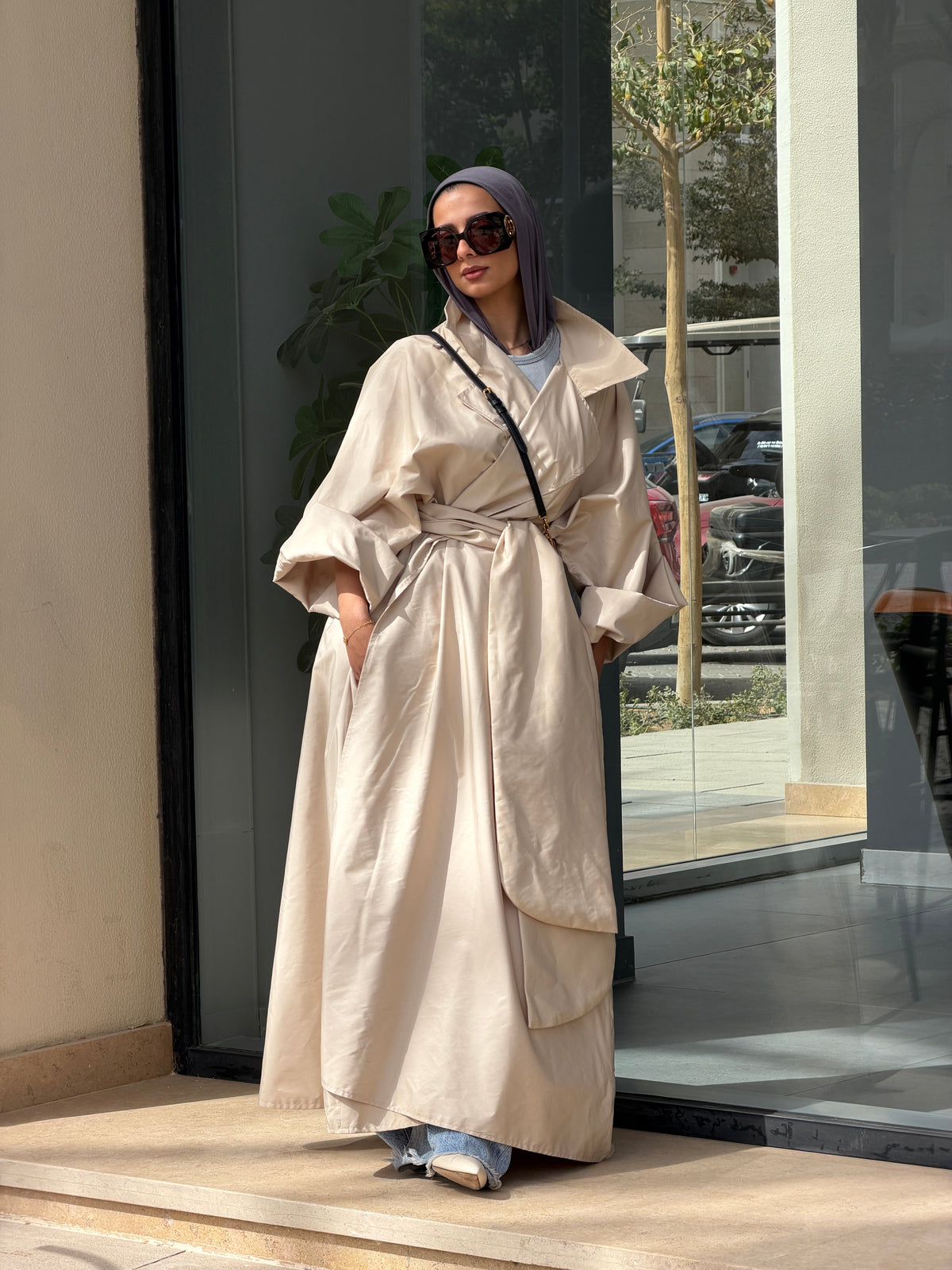 Beige Oversized whisper Trench Coat/Dress
