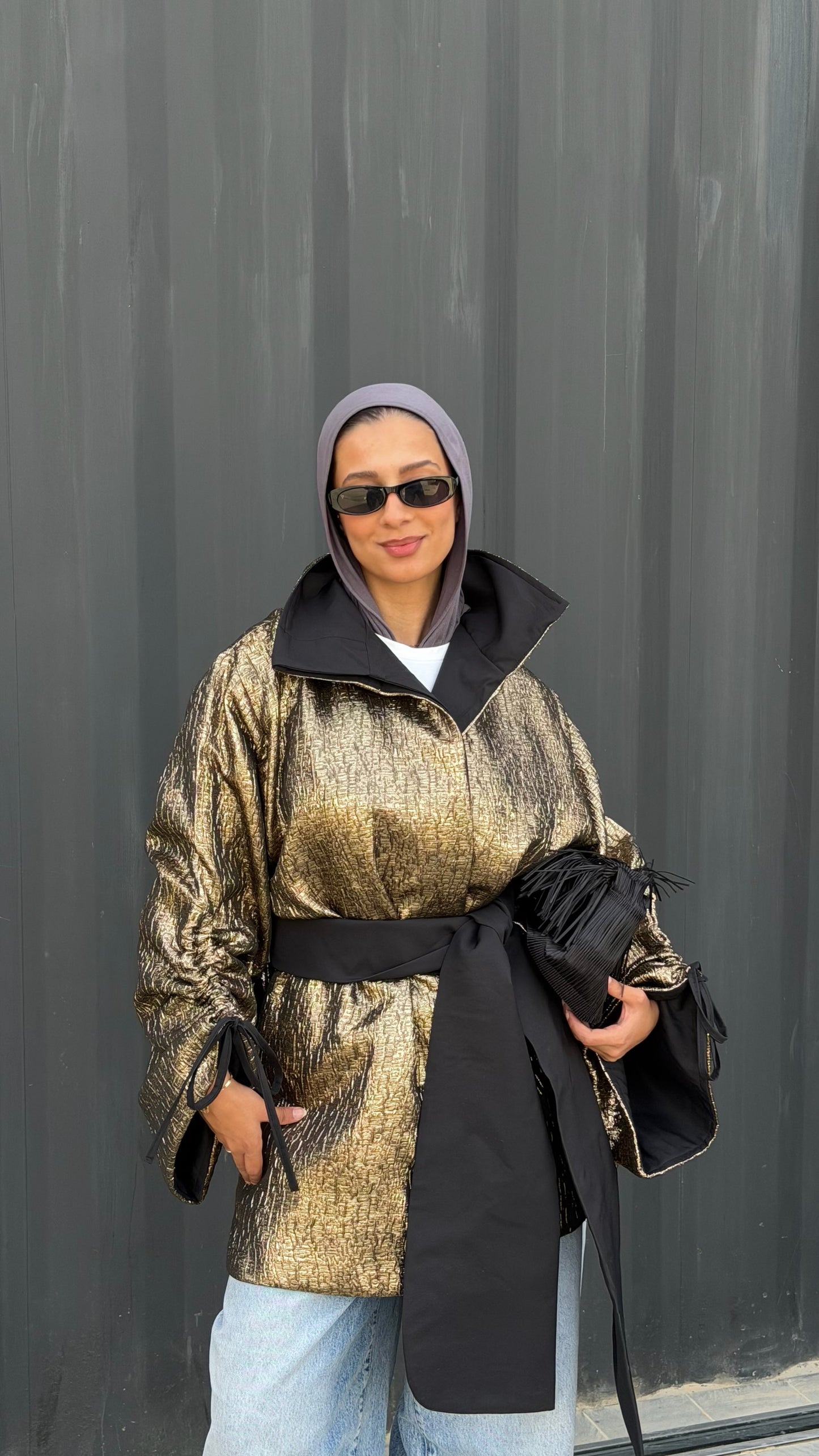 Gold Metallic Crinkle Jacket