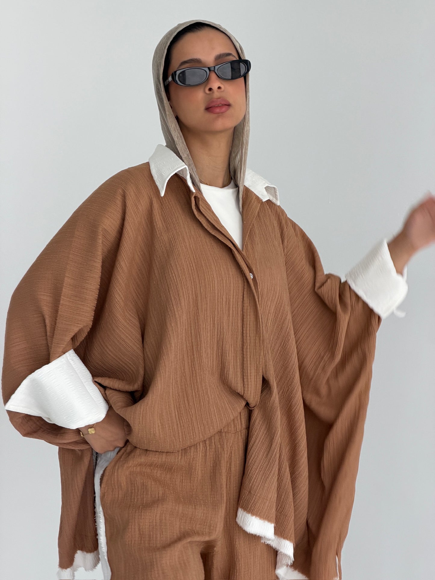The Oasis Crinkle Lounge Set (Warm Camel) Full Set