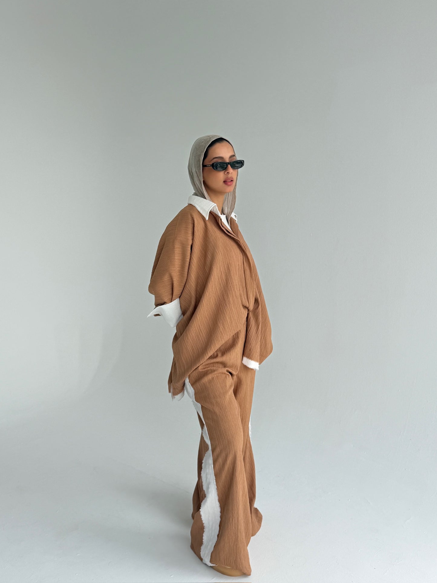 The Oasis Crinkle Lounge Set (Warm Camel) Full Set