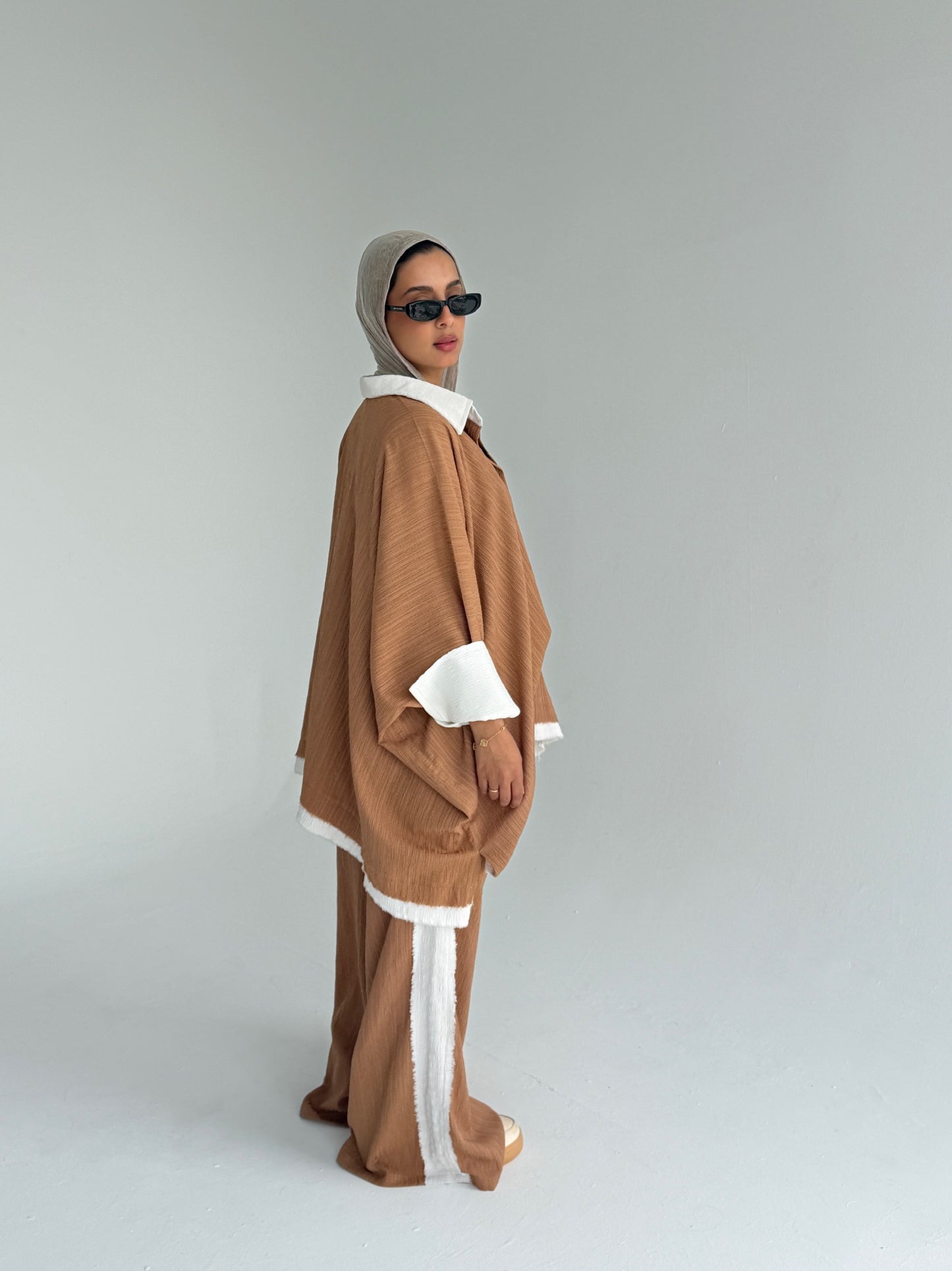 The Oasis Crinkle Lounge Set (Warm Camel) Full Set