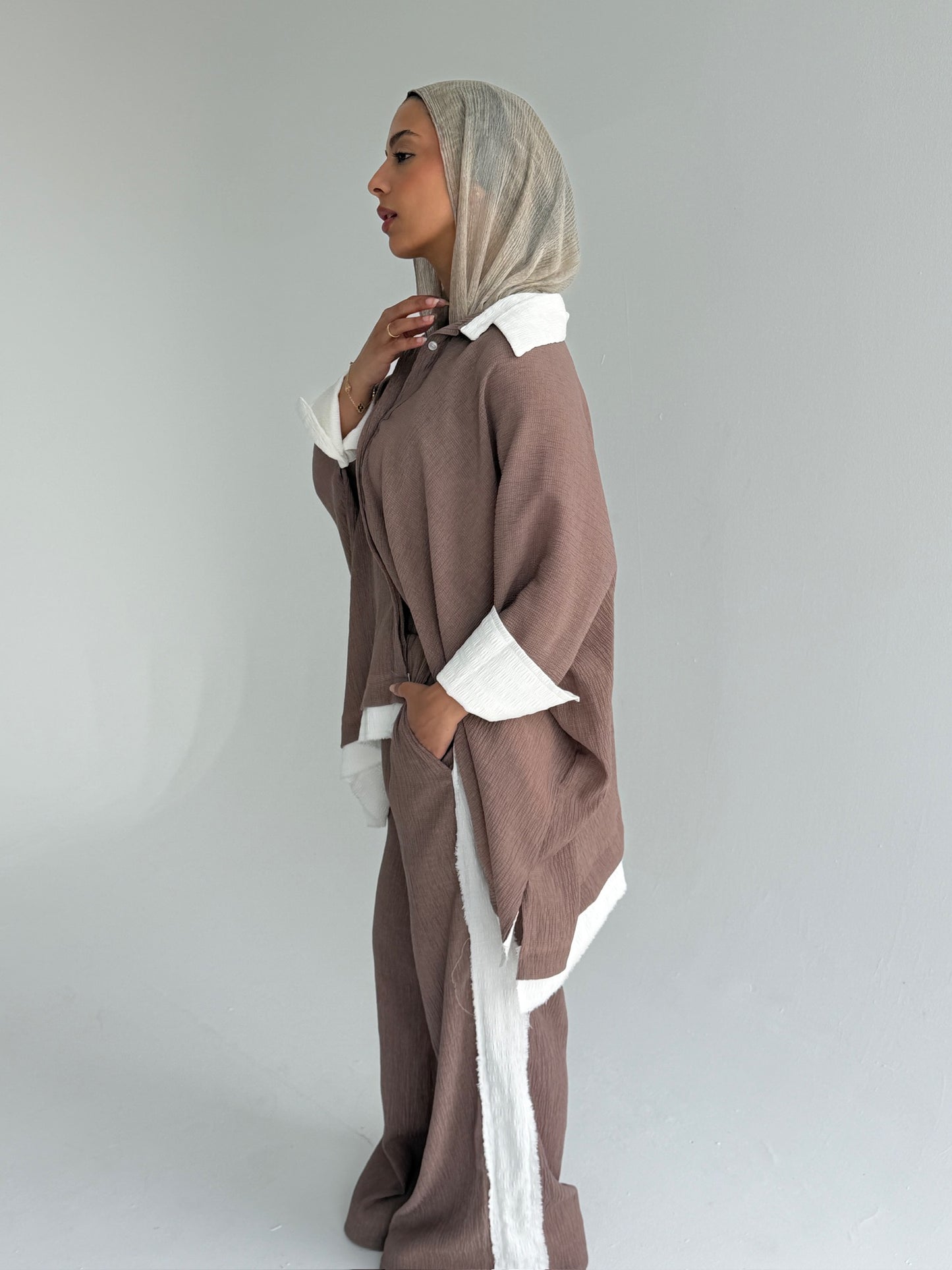 The Oasis Crinkle Lounge Set (Soft Mocha) Full Set