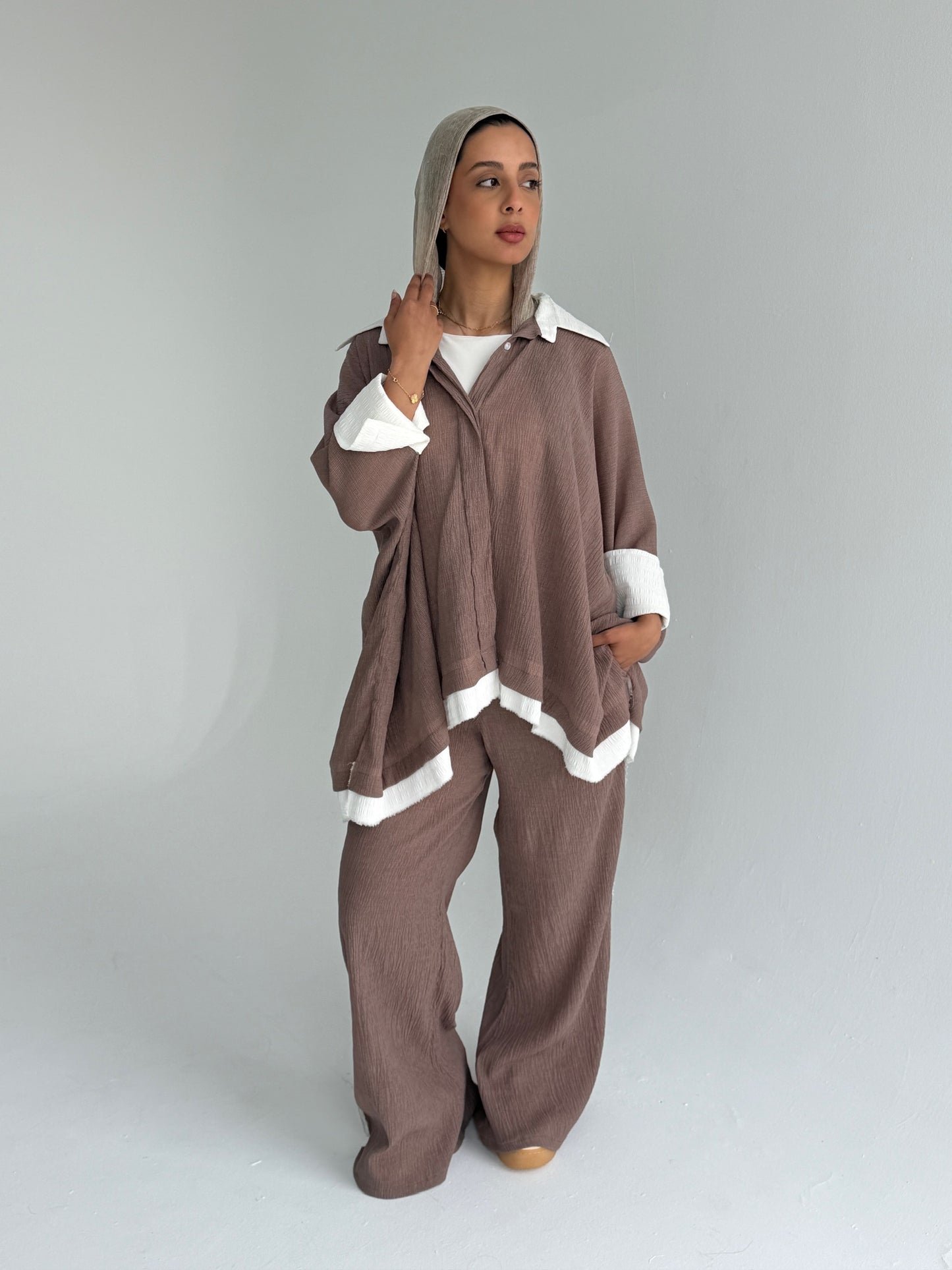The Oasis Crinkle Lounge Set (Soft Mocha) Full Set