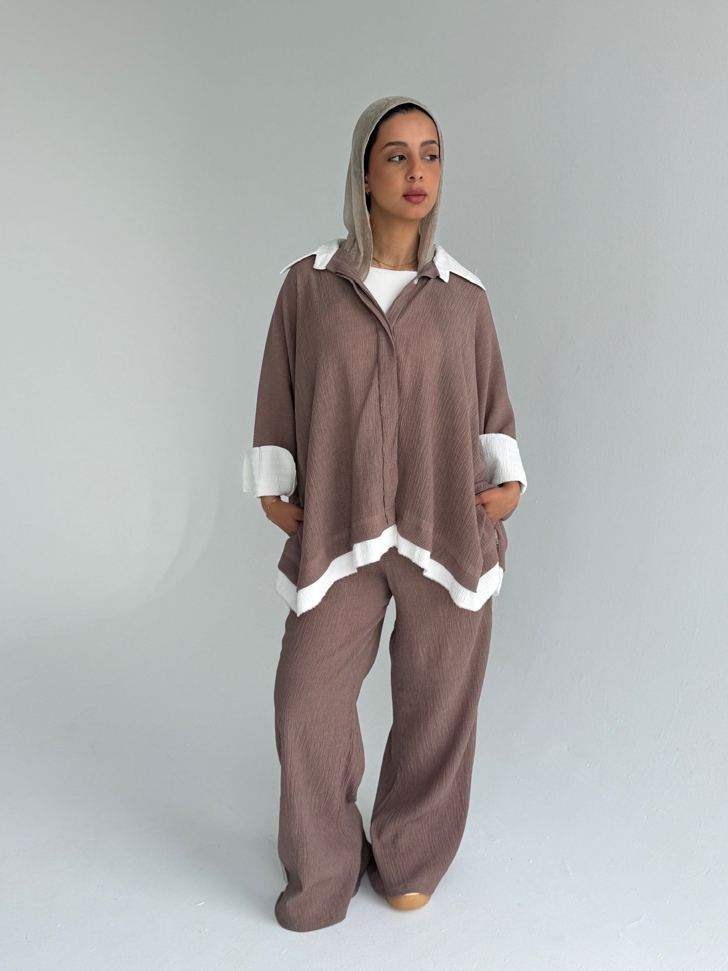 The Oasis Crinkle Lounge Set (Soft Mocha) Full Set